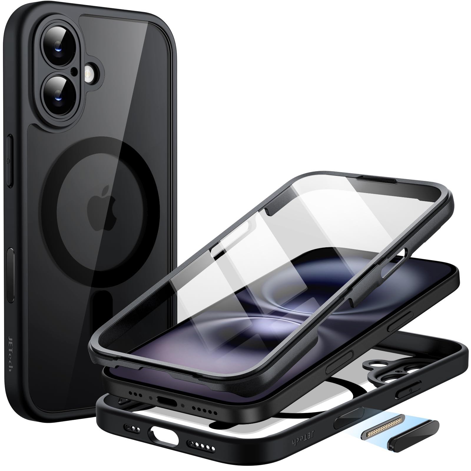 Amazon.com: JETech Case for iPhone 16, 360° Protection, Black